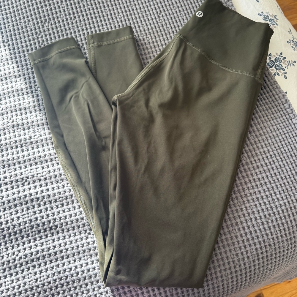 Olive Green High-Waisted Leggings